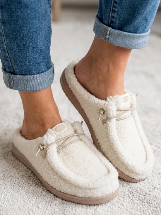 Hey Dude Shoes - Hey Dude Wendy Slip Sherpa Shoe Egret Size 7 Wide